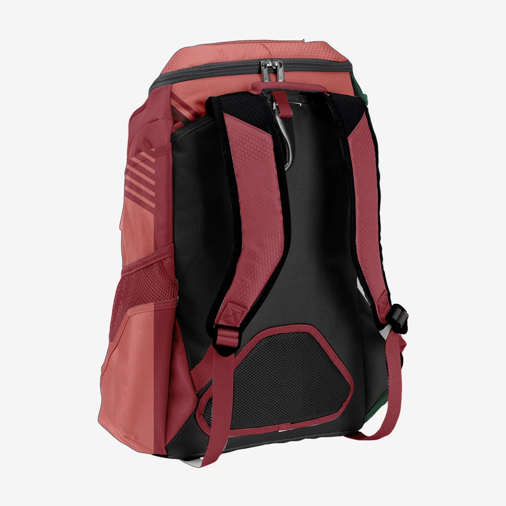 Custom Maroon & Red “Linear Strike” Performance Athletic Backpack - Image 2