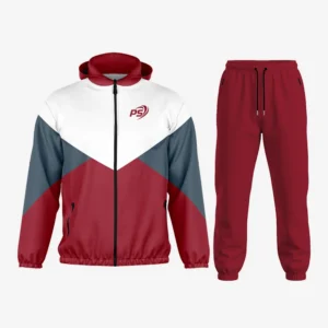 Custom Maroon, Grey & White Performance Tracksuit
