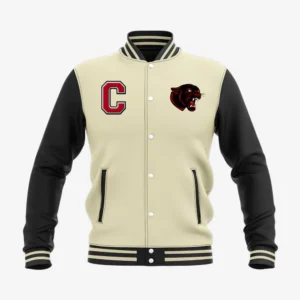Custom Cream & Black “Panther” Performance Letterman Jacket