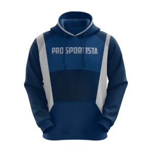 Blue & Grey Embroidered Cotton Hoodie