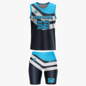 Custom Women’s Navy & Cyan “Pro Sportista 52” Sublimated Stripe Performance Set