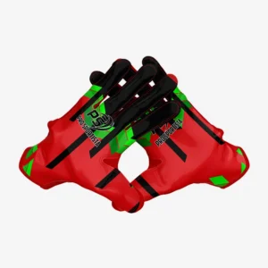 Custom Red & Black “Emerald Edge” Performance Football Gloves