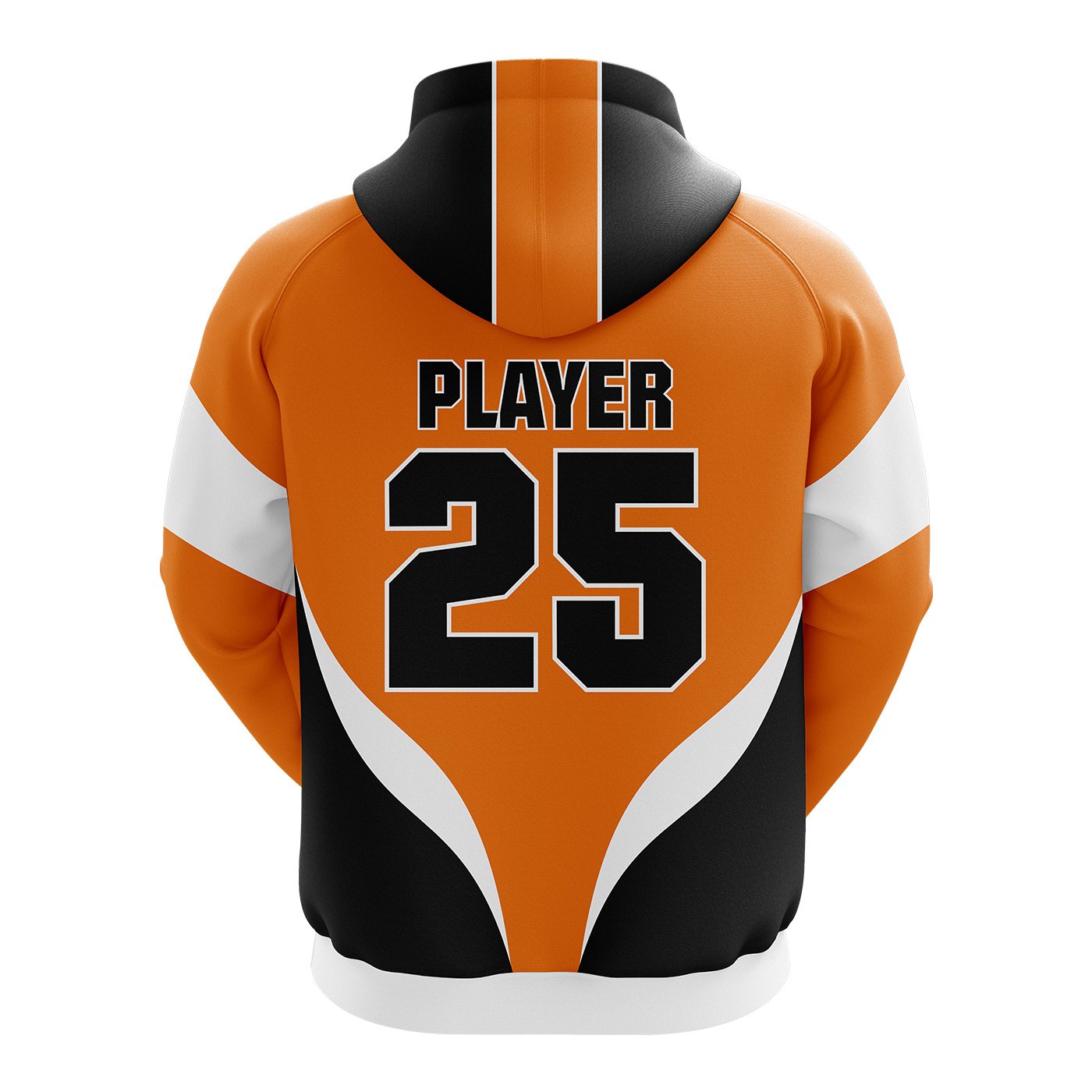 Orange and Black Custom Sports Sublimated Hoodie - Image 2