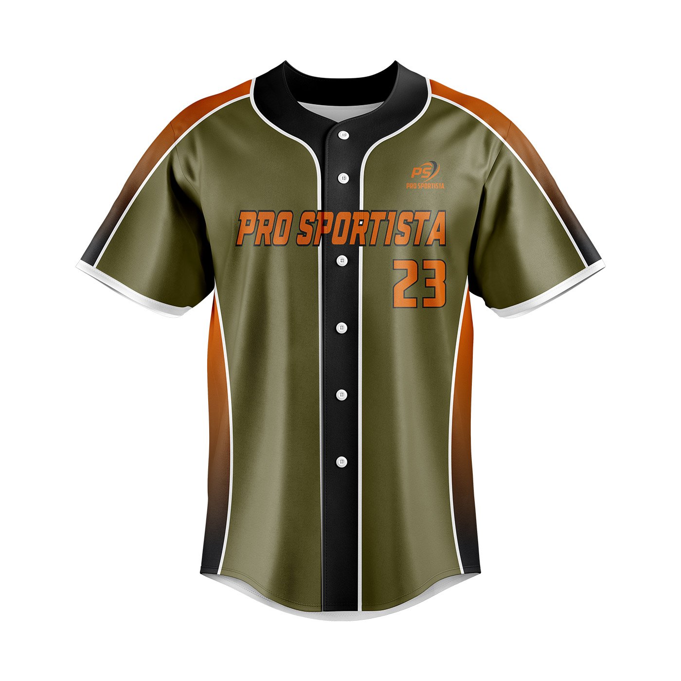 Olive Green & Orange Baseball Jersey – Pro Sportista - Image 2