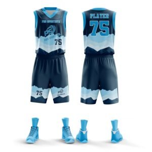 Navy Blue Gradient Basketball Uniform – Custom Team Set