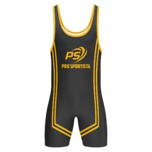 Black & Yellow Edge Trim Wrestling Singlet