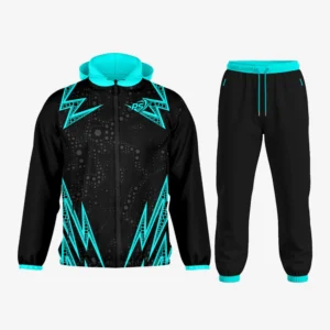 Custom Black & Cyan “Electric Bolt” Performance Tracksuit