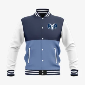 Custom Blue & White “Ram” Performance Letterman Jacket
