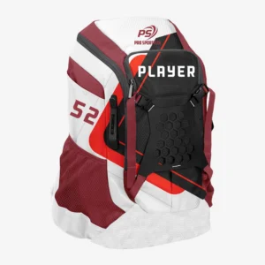 Custom Maroon & White “Angular Strike” Performance Athletic Backpack