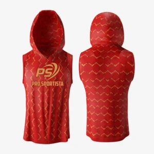 Custom Red & Gold Zigzag Sleeveless Performance Hoodie