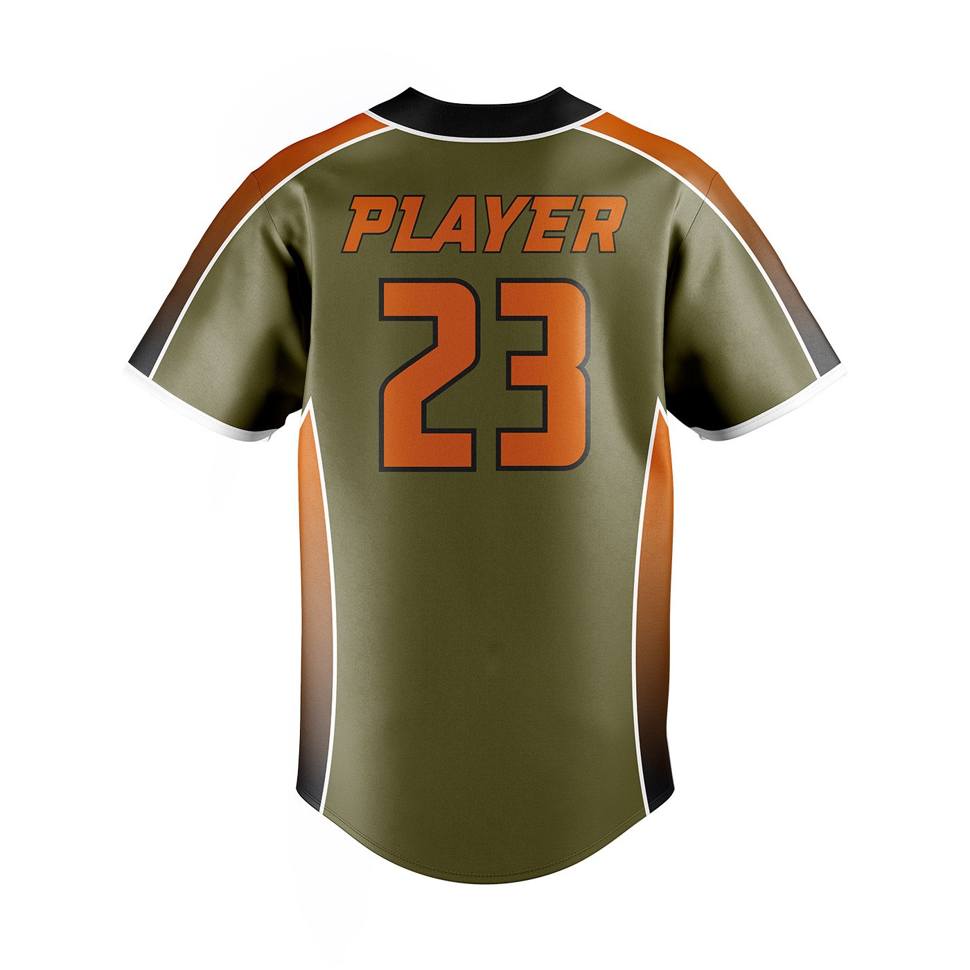 Olive Green & Orange Baseball Jersey – Pro Sportista - Image 3