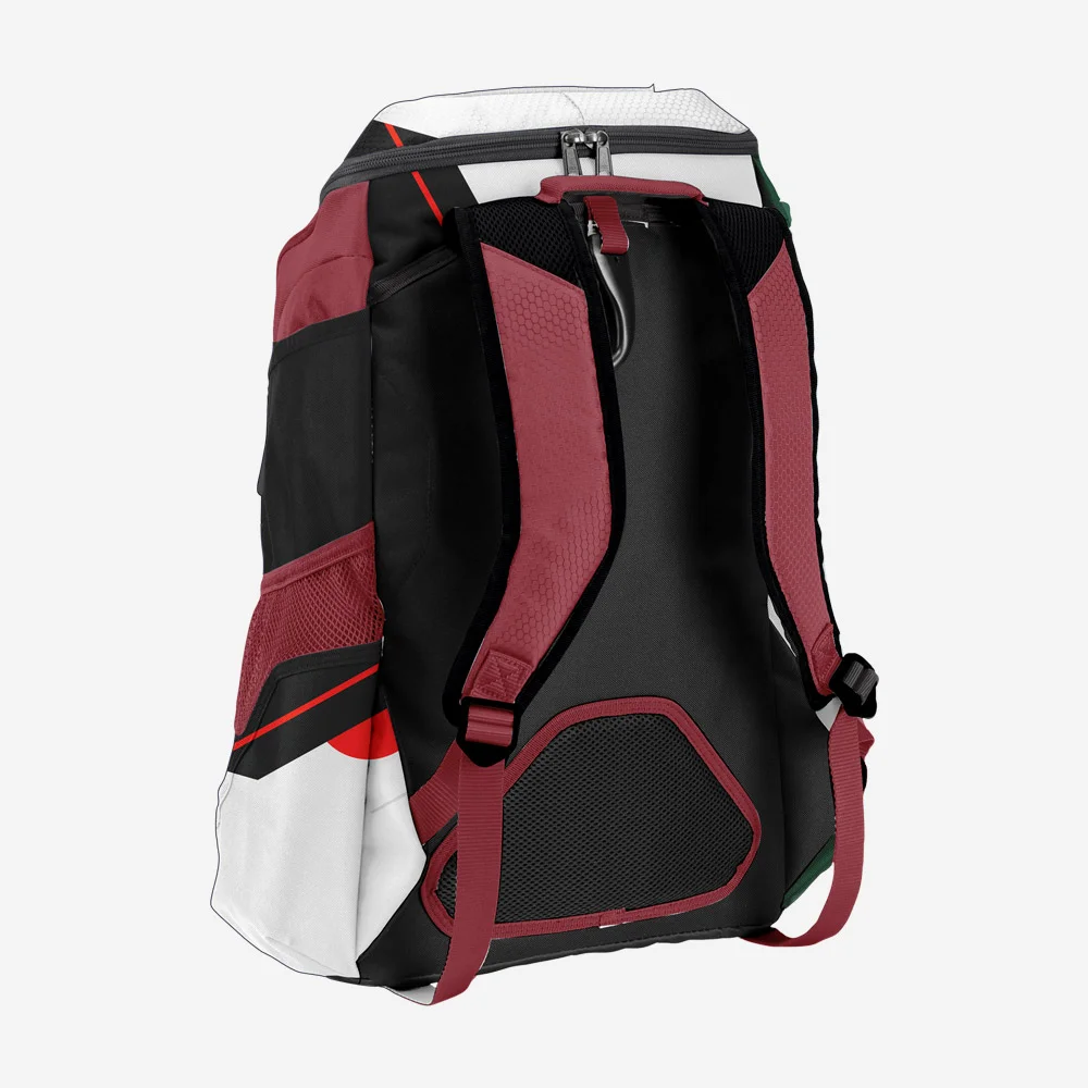 Custom Maroon & White “Angular Strike” Performance Athletic Backpack - Image 2