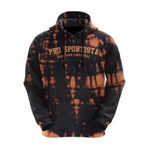 Black & Orange Bleach Effect Pullover Hoodie