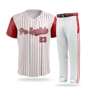 White & Red Pinstripe Baseball Uniform Set – Custom Team Edition