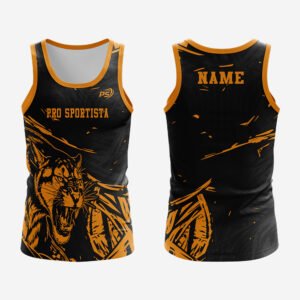 Custom Black & Orange “Cougar Mascot” Sublimated Athletic Tank Top