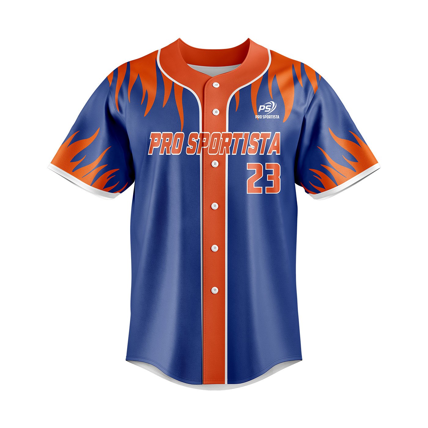 Orange & Blue Baseball Jersey – Custom Button Jersey - Image 2