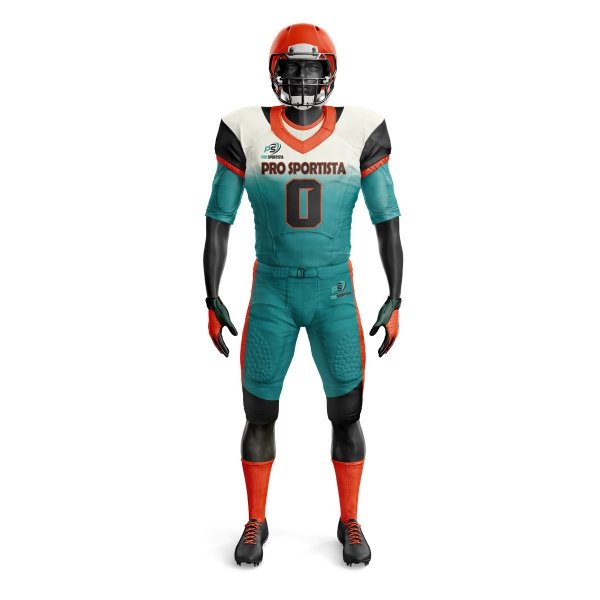 American Football Uniform – Teal, Orange & White - Image 2