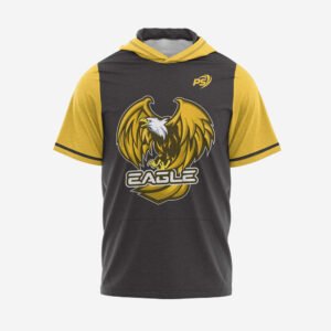 Custom Charcoal & Yellow “Eagle Strike” Performance Hooded T-Shirt
