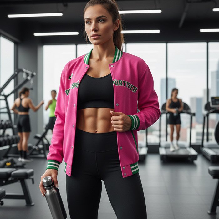 Custom Pink & Green Varsity Jacket - Image 2