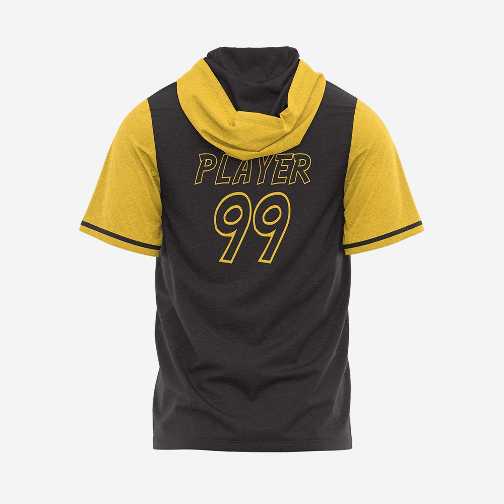 Custom Charcoal & Yellow “Eagle Strike” Performance Hooded T-Shirt - Image 2