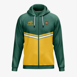 Custom Green & Gold Full-Zip Performance Hoodie