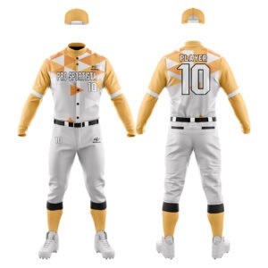 White & Gold Baseball Uniform – Pro Sportista Classic Edition