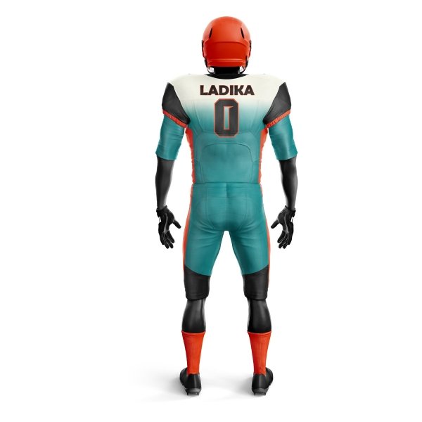 American Football Uniform – Teal, Orange & White - Image 3