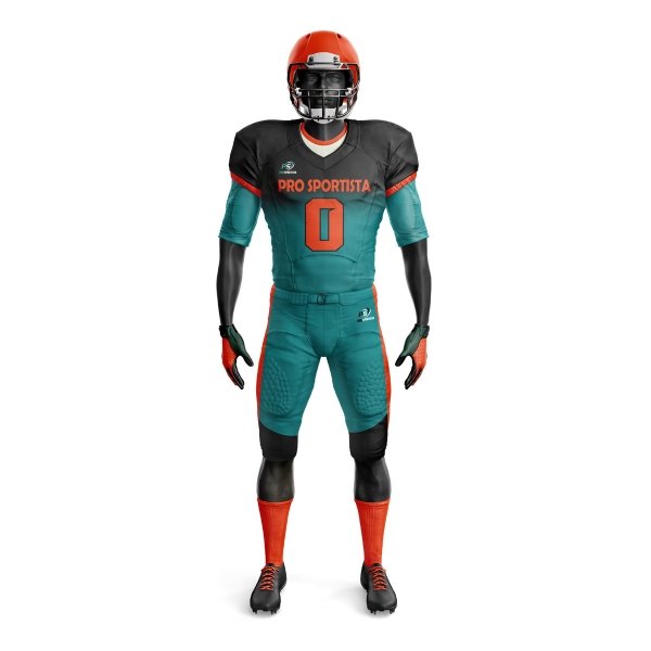 American Football Uniform – Black, Teal & Orange - Image 2