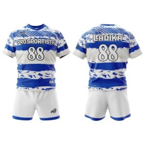 White & Navy Modern Rugby Uniform Set