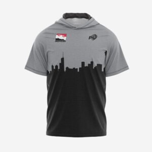 Custom Grey & Black “IndyCar Skyline” Performance Hooded T-Shirt