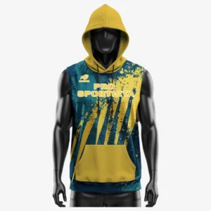 Custom Teal & Yellow “Splash” Sleeveless Hoodie