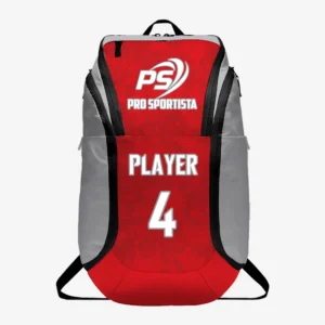 Custom Red & Grey “Player 4” Performance Athletic Backpack