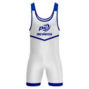 White & Blue Classic Pro Wrestling Singlet