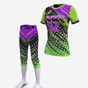 Custom Neon Lime & Purple “Pro Sportista” Sublimated Softball Uniform