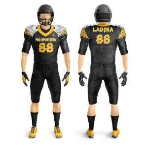Custom Black & Yellow Wing Design American Football Uniform | Team & Wholesale Sportswear