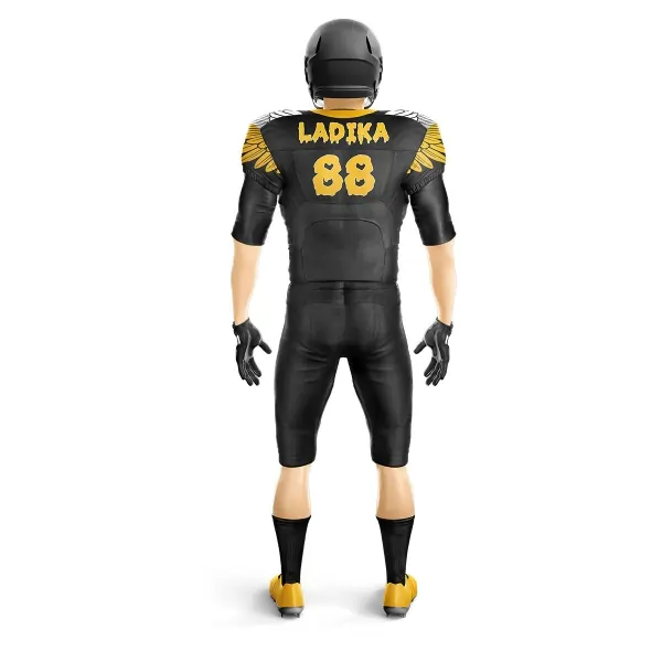 Custom Black & Yellow Wing Design American Football Uniform | Team & Wholesale Sportswear - Image 3