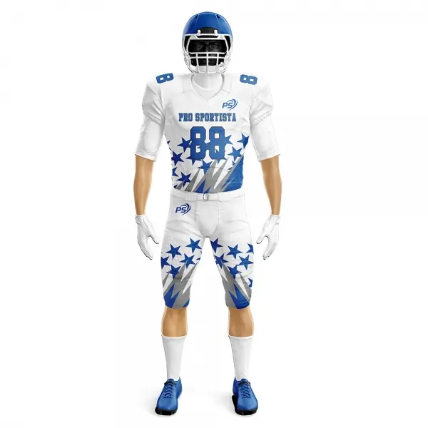 White American Football Uniforms Sets for Teams – Premium Team Football Jerseys and Made-to-Order Football Uniform Sets by Pro Sportista - Image 2