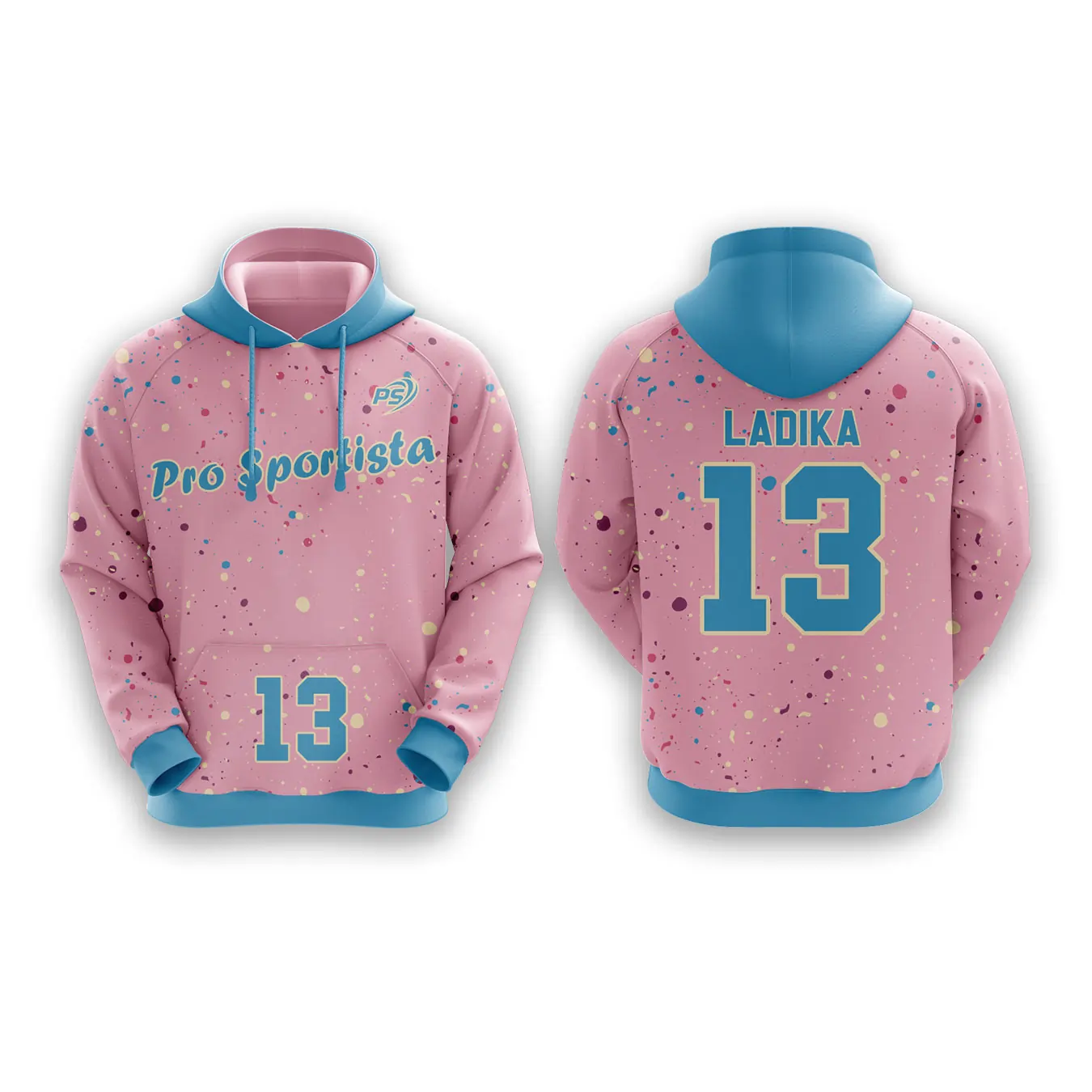 Baby Pink & Blue Pro Sportista Custom Hoodie - Image 3