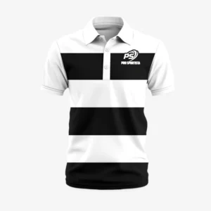 Bulk White and Black Striped Polo Shirts | Wholesale Supply