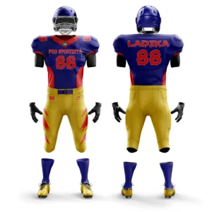 Custom American Football Uniform – Blue, Red & Yellow