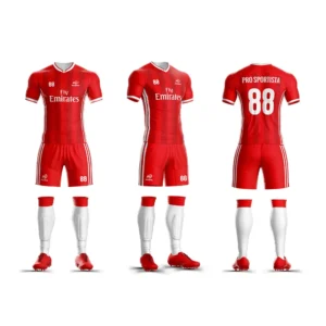 Pro Sportista Custom Soccer Uniforms Set Red and White – Moisture-Wicking Polyester Jersey & Shorts for Youth & Adults – High-Performance Team Kits